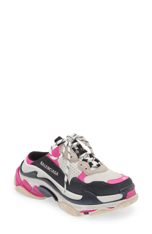 Balenciaga Triple S Sneaker Mule in White/Pink/Black