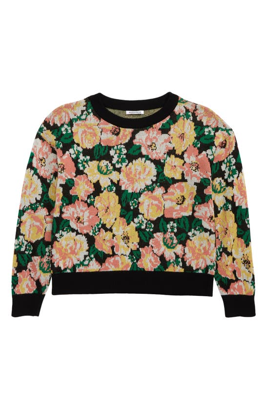 Nordstrom Kids' The Statement Cotton Sweater In Black Wildflower