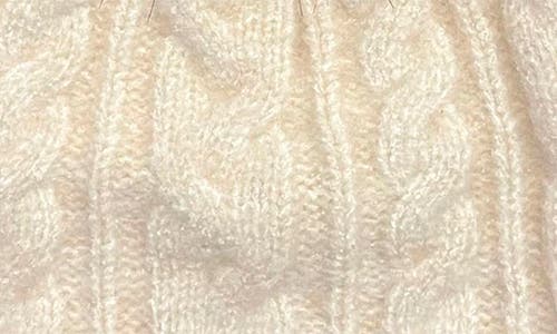 Marcus Adler Faux Fur Pom Cable Knit Beanie In Ivory