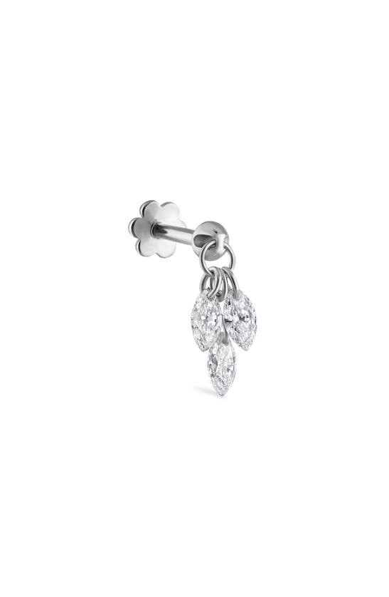 Maria Tash Floating Diamond Plume Single Threaded Stud Earring In White Gold