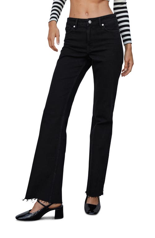 MANGO Raw Hem Flare Leg Jeans Black Denim at Nordstrom,