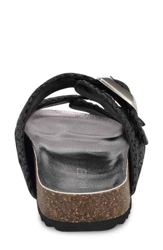 Nine West Tenly Raffia Slide Sandal In Black