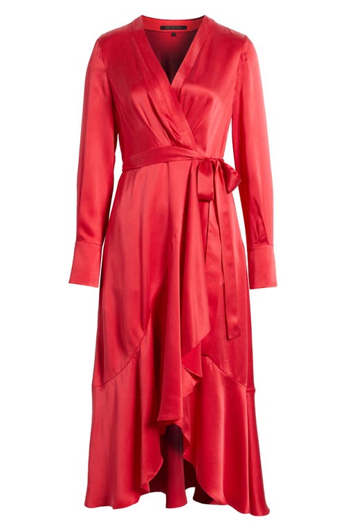 Kobi Halperin Victoria Tie Waist Long Sleeve Midi Dress In Scarlet