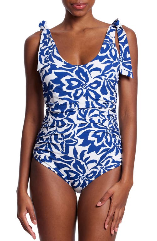 Shop Hanky Panky Scoop One-piece Swimsuit In Poolside Blue Print