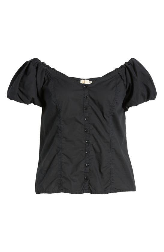 Shop Nation Ltd Angel Bubble Sleeve Off The Shoulder Top In Jet Black