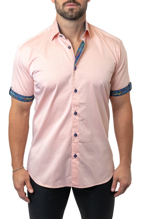 Maceoo Galileo Sorbet Orange Button-up Shirt In Orange