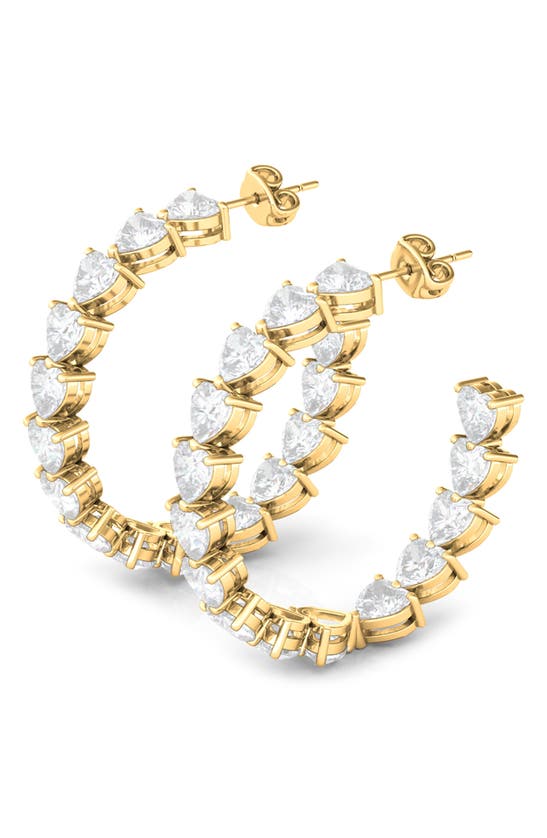 Hautecarat Heart Lab Created Diamond Inside Out Hoop Earrings In 18k Yellow Gold