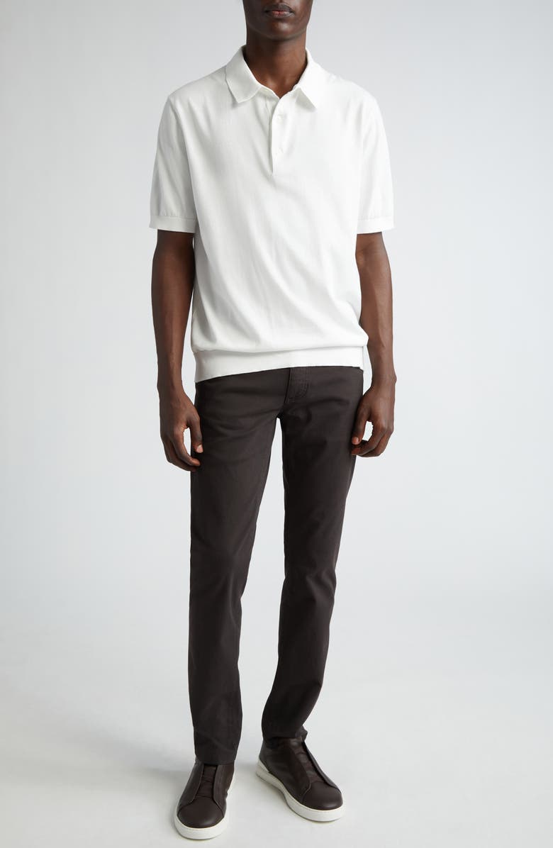 ZEGNA Premium Cotton Sweater Polo, Alternate, color, White