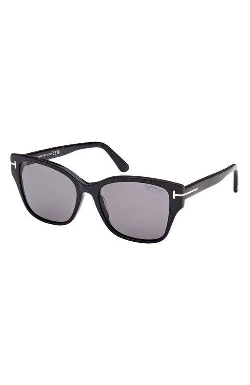 Shop Tom Ford Elsa 55mm Polarized Butterfly Sunglasses In Shiny Black/smoke
