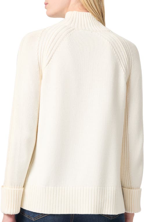 Shop Jones New York Mock Neck Cotton Blend Sweater In Jones White