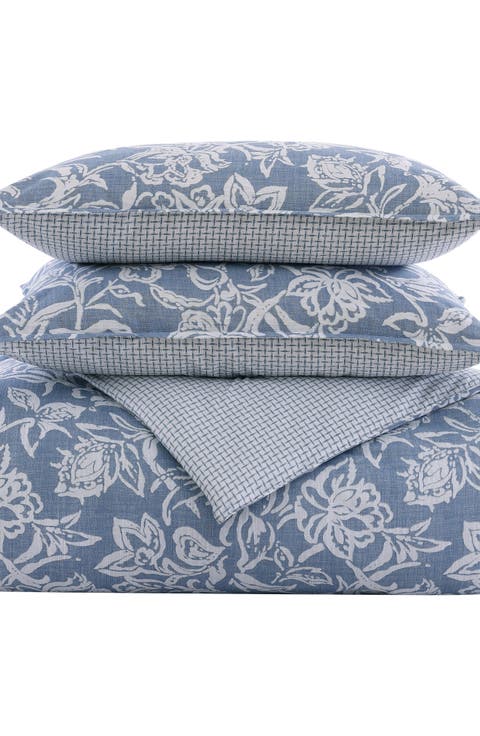 Tortola Floral Print Cotton Comforter & Sham Set