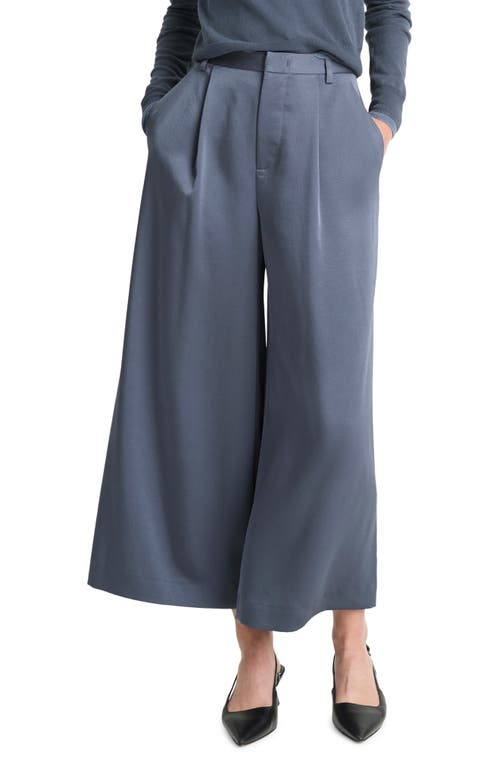 Shop Vince Mid Rise Satin Culottes In Dk Water