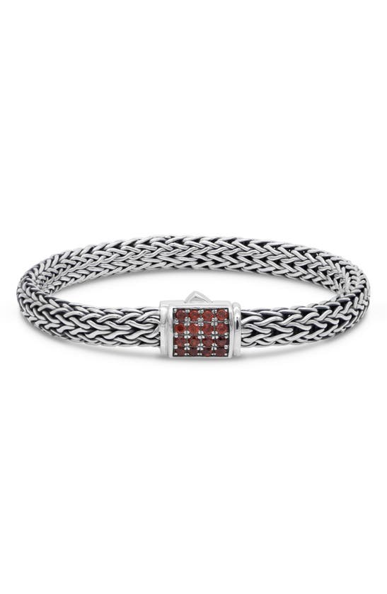 Shop Devata Sterling Silver Semiprecious Stone Chain Bracelet In Silver Red