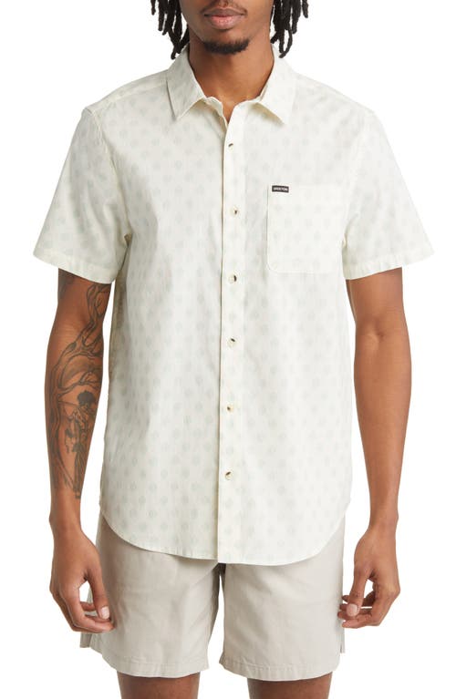 Brixton Charter Short Sleeve Button-Up Shirt in Off White/Jade Geo