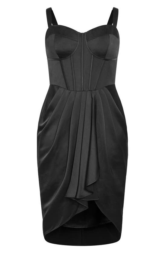 Shop City Chic Sloane Satin Corset Dress In Black