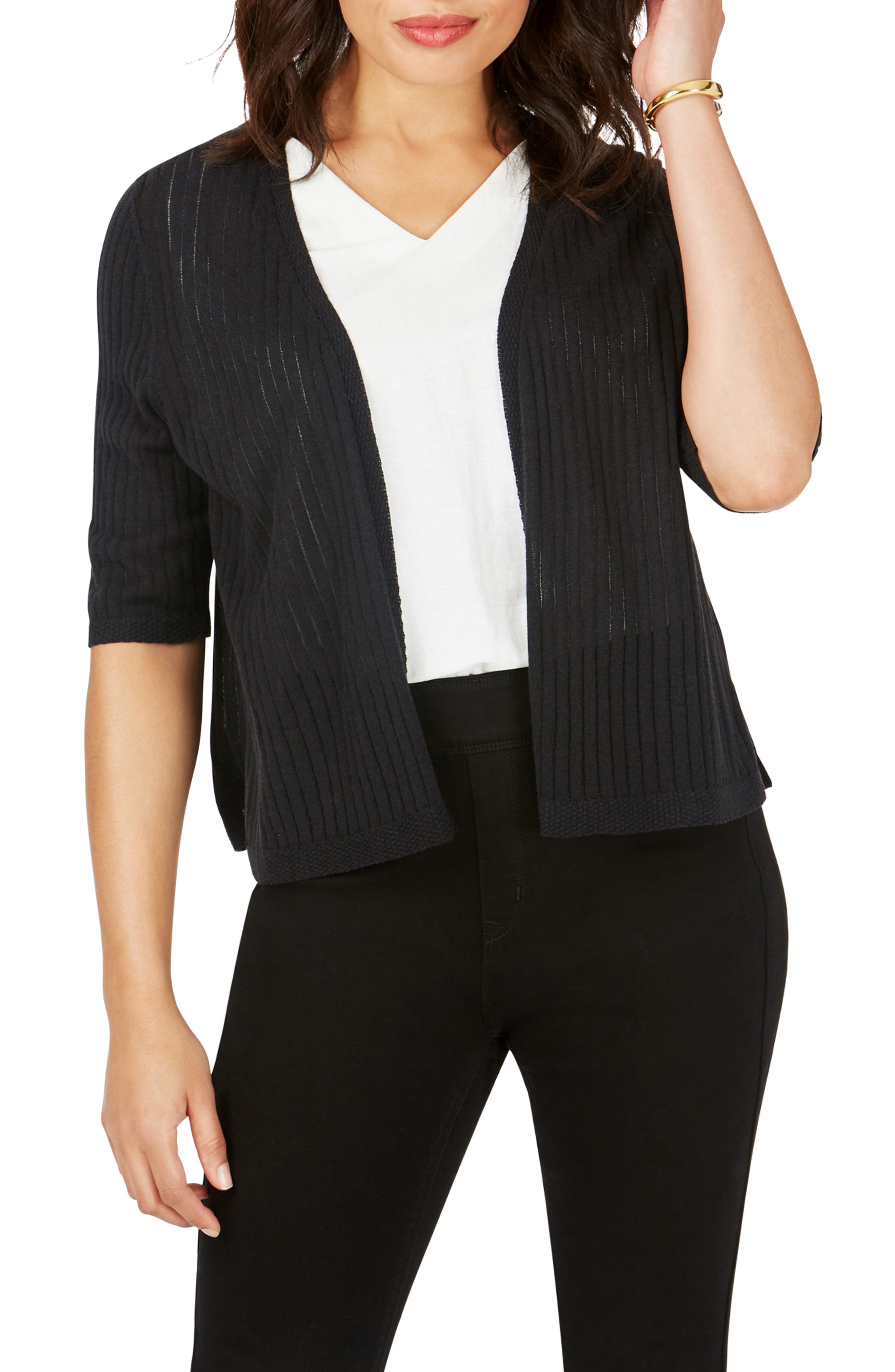 Foxcroft Clarabelle Stripe Stitch Cardigan, Black