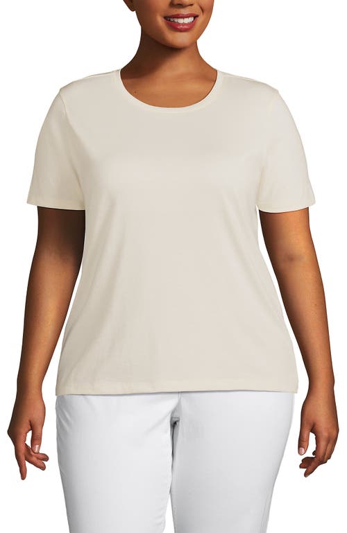 Shop Lands' End Plus Size Relaxed Supima Cotton Crew Neck T-shirt In Fresh Ivory