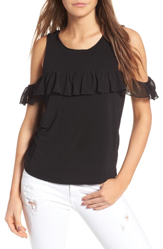 Willow & Clay Cold Shoulder Top In Black