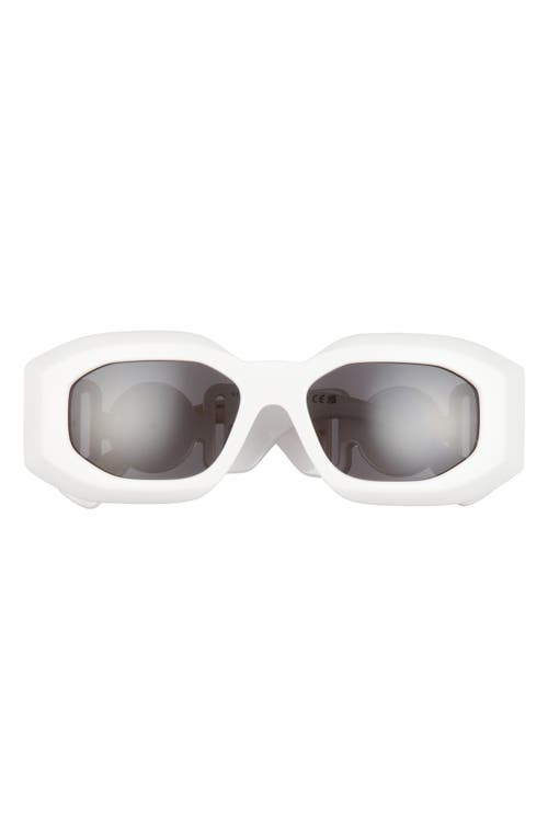 Versace 53mm Rectangular Sunglasses In White/dark Grey