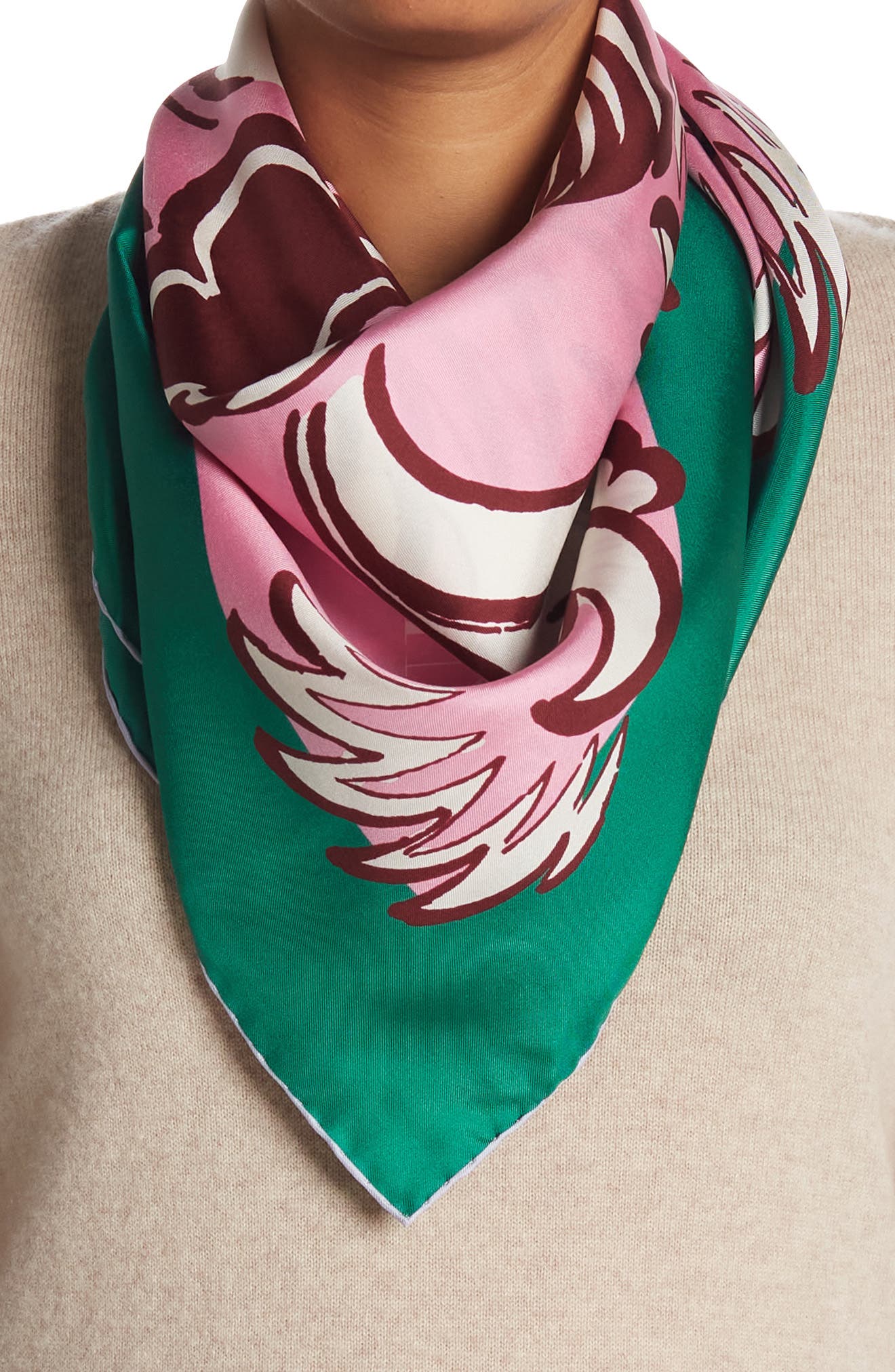 Valentino Silk Patterned Foulard In Vibrant Rose-garnet/cedro | ModeSens