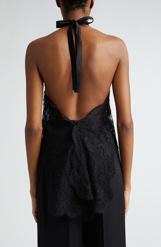 Dolce & Gabbana Asymmetrical Lace Top With Flower Detail In N0000 Nero