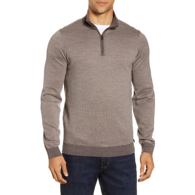 Brax Steffen Quarter Zip Wool Pullover, Brown