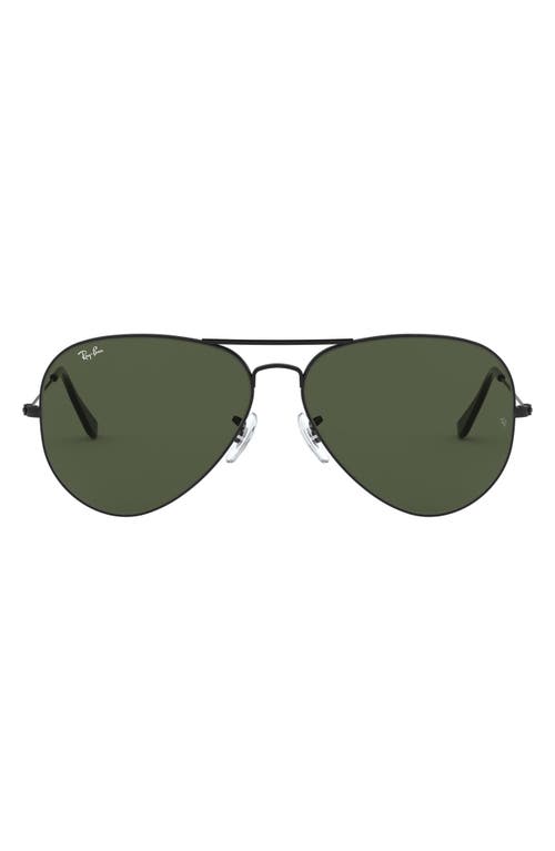 Ray-Ban 62mm Aviator Sunglasses in Black/Green Solid at Nordstrom