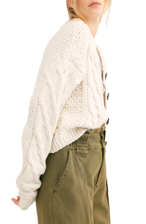 Shop Free People Bonfire Cable Knit Cardigan In Cream