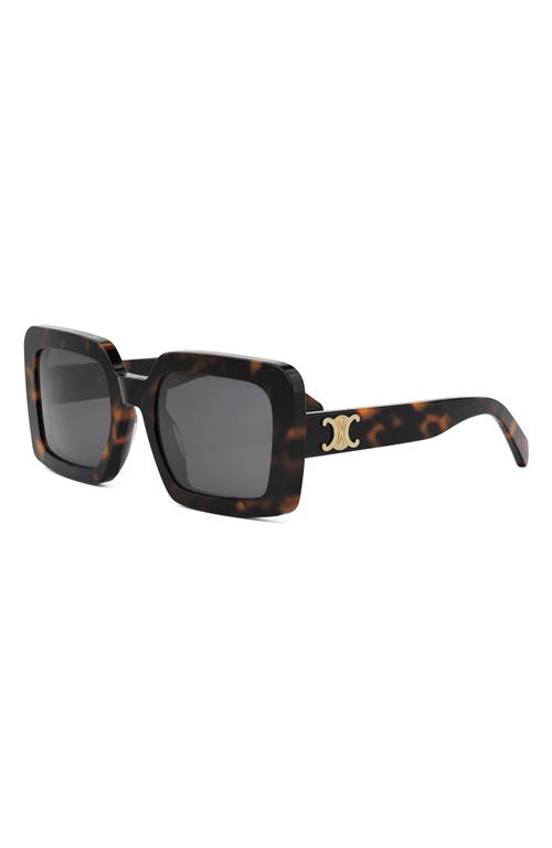 Shop Celine Triomphe 56mm Square Sunglasses In Dark Havana/smoke