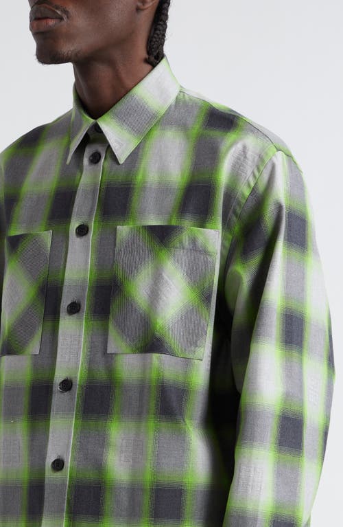 Shop Givenchy Plaid Oversize Button-up Shirt In Grey/green