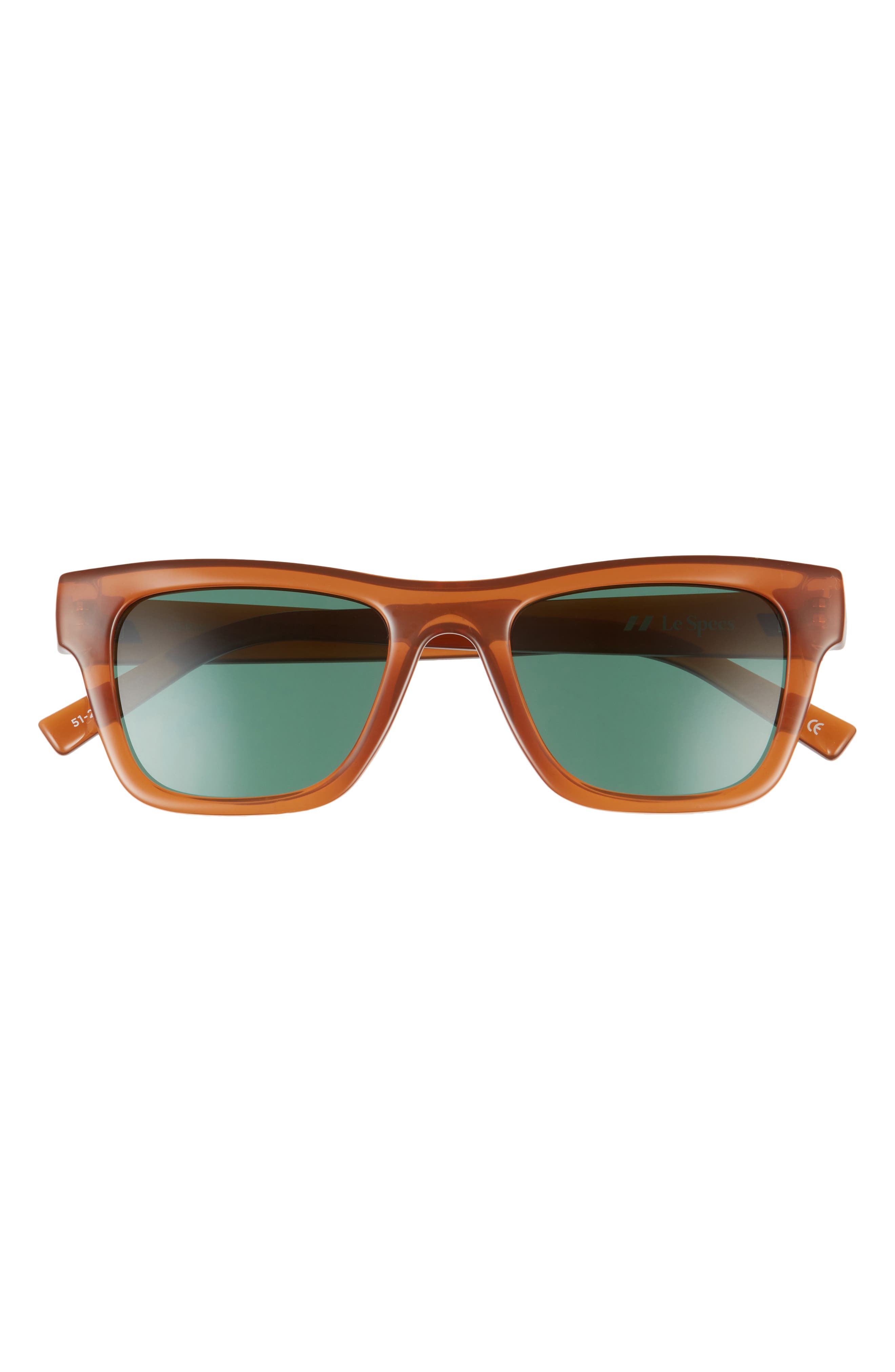 Le Specs Le Phoque 51mm Rectangular Sunglasses In Rye/ Green Mono | ModeSens