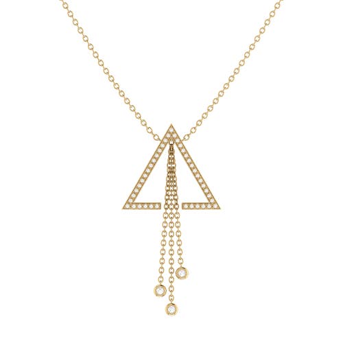 LUVMYJEWELRY LUVMYJEWELRY SKYLINE TRIANGLE SILVER DIAMOND LARIAT NECKLACE