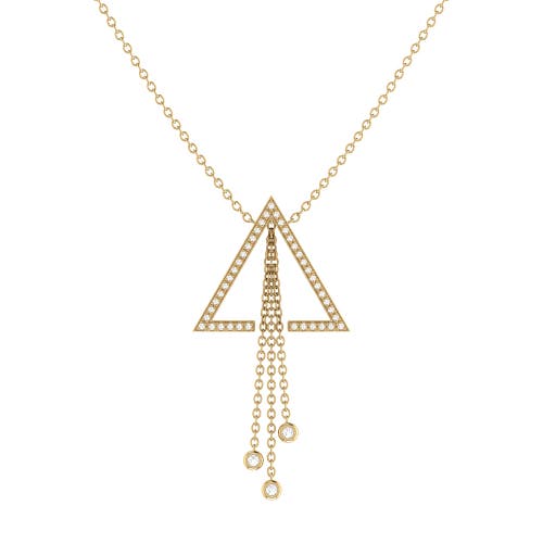 Shop Luvmyjewelry Skyline Triangle Silver Diamond Lariat Necklace In 14kt Gold Vermeil On Sterling