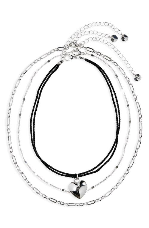 Shop Bp. Puff Heart Pendant Multistrand Necklace In Silverlack