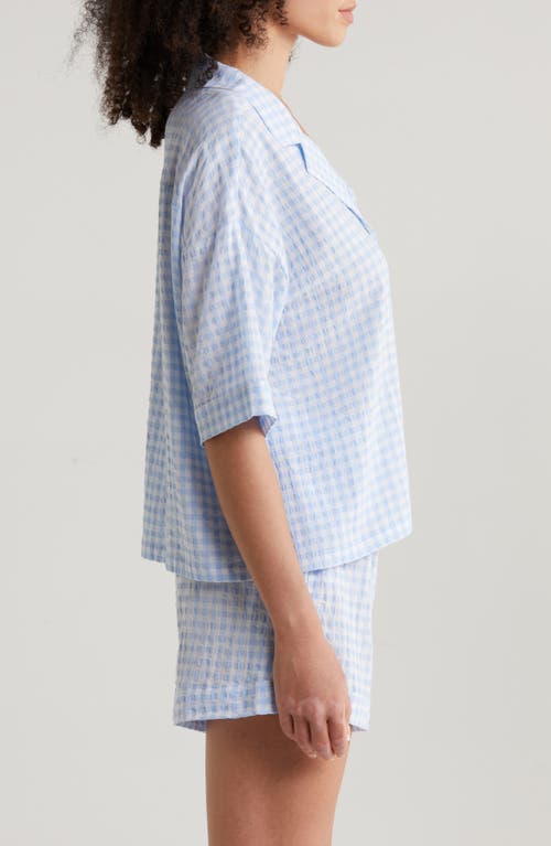 Shop Papinelle Seersucker Short Pajamas In Powder Blue