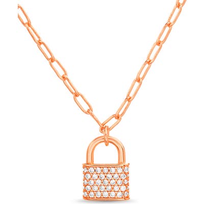 Lesa Michele Pave Lock Pendant Neck