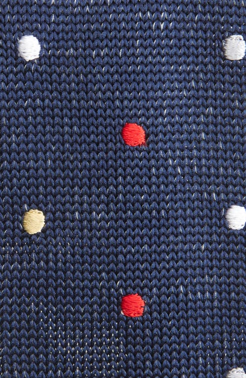 Clifton Wilson Multicolor Polka Dot Knit Silk Tie In Denim