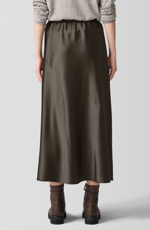 Shop Eileen Fisher Bias Cut Stretch Silk Charmeuse Maxi Skirt In Wren