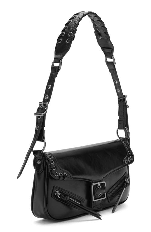 Shop Mango Buckle Detail Faux Leather Shoulder Bag In Black