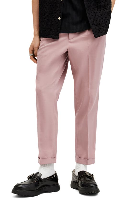Shop Allsaints Tallis Pleated Cotton & Wool Trousers In Dusty Pink