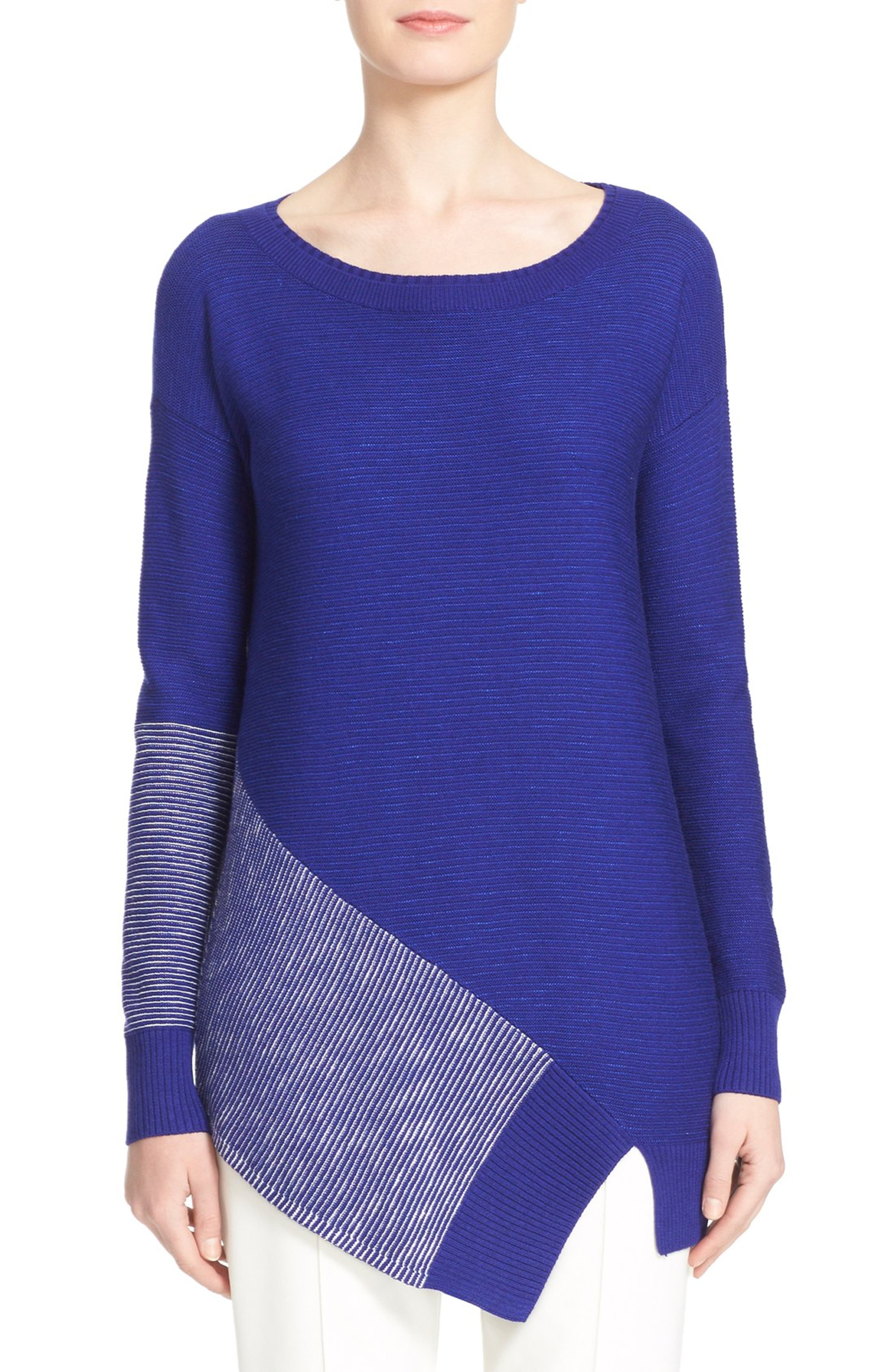 St. John Collection Stripe Links Knit Asymmetrical Sweater Nordstrom