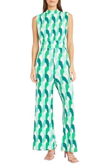 Donna Morgan For Maggy Wide Leg Jumpsuit In Ivory/green