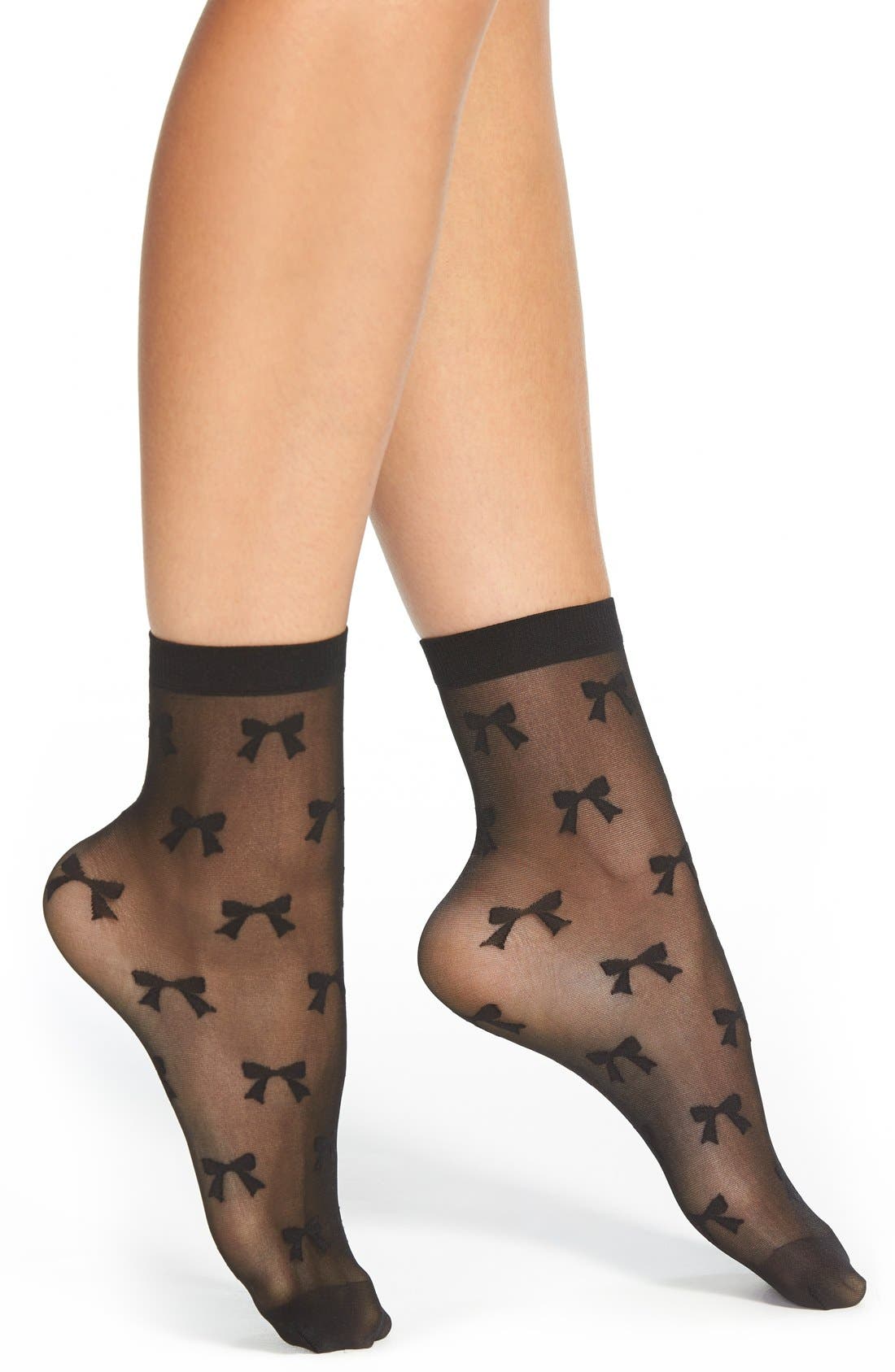 kate spade new york 'sweet' sheer bow print anklet socks Nordstrom