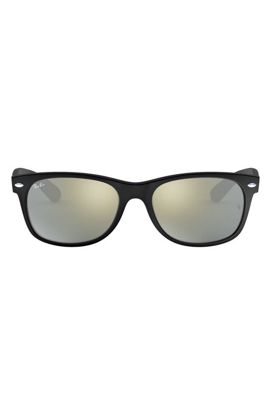 Ray Ban Ray-ban 'new Wayfarer' 55mm Sunglasses In Rubber Black/grn Silver Mirror