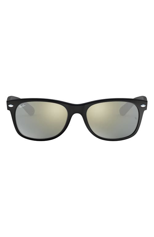 Ray-Ban 'New Wayfarer' 55mm Sunglasses in Rubber Black/grn Silver Mirror at Nordstrom