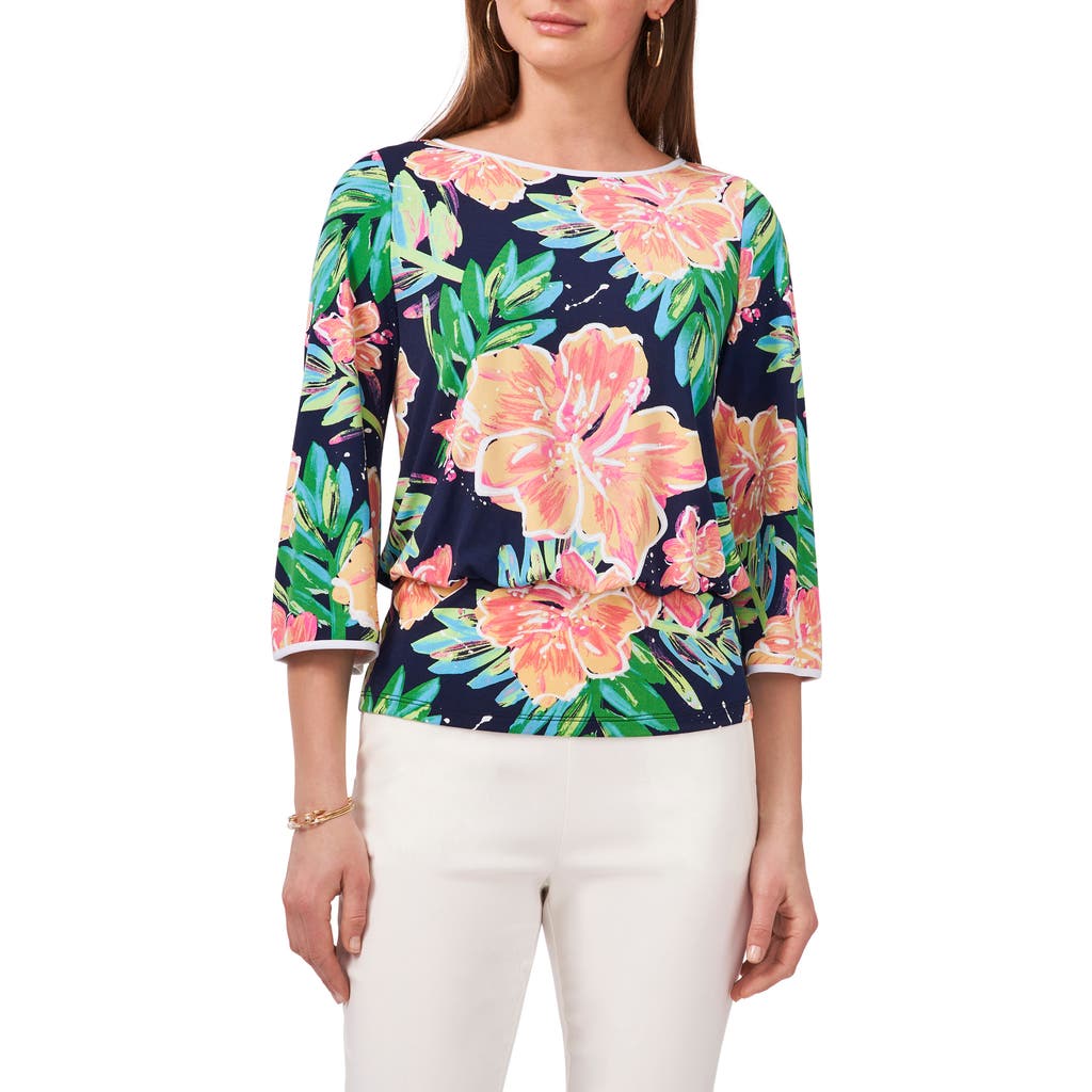 CHAUS CHAUS PRINT BANDED WAIST TOP