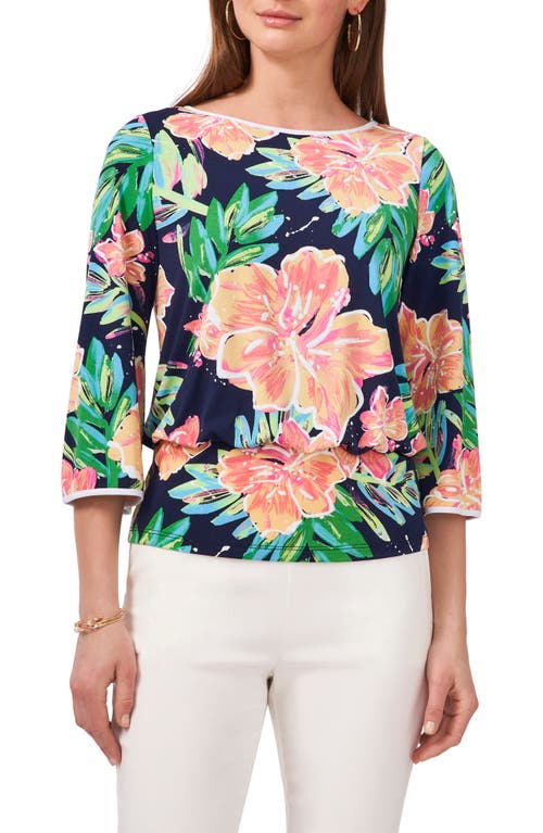 CHAUS CHAUS PRINT BANDED WAIST TOP 