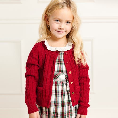 Shop Hope & Henry Baby Girls' Organic Classic Cable Cardigan, Infant In Classic Red Cable