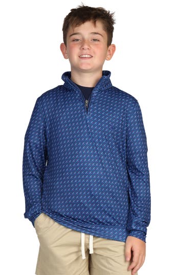 Tailorbyrd Kids' Geo Quarter Zip Sweatshirt In Navy