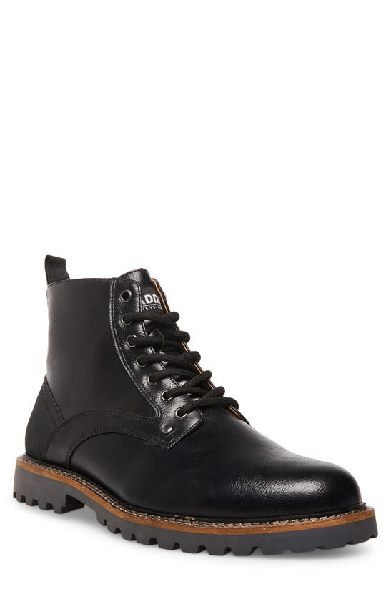 Madden Lug Sole Boot In Black Pu Leather